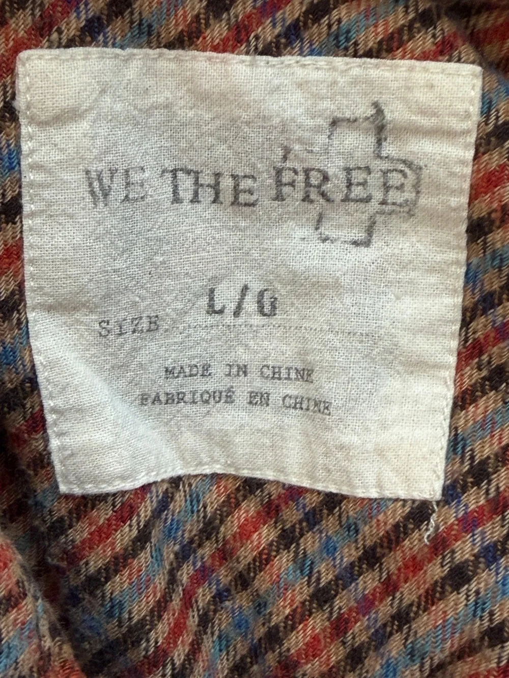 We The Free Womens Boho Rustic Plaid Flannel Mixed Media Shirt Size L Raw Hem - Picture 2 of 9